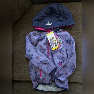 Disney Purple Floral Jacket with Navy Hood and Pink Trim